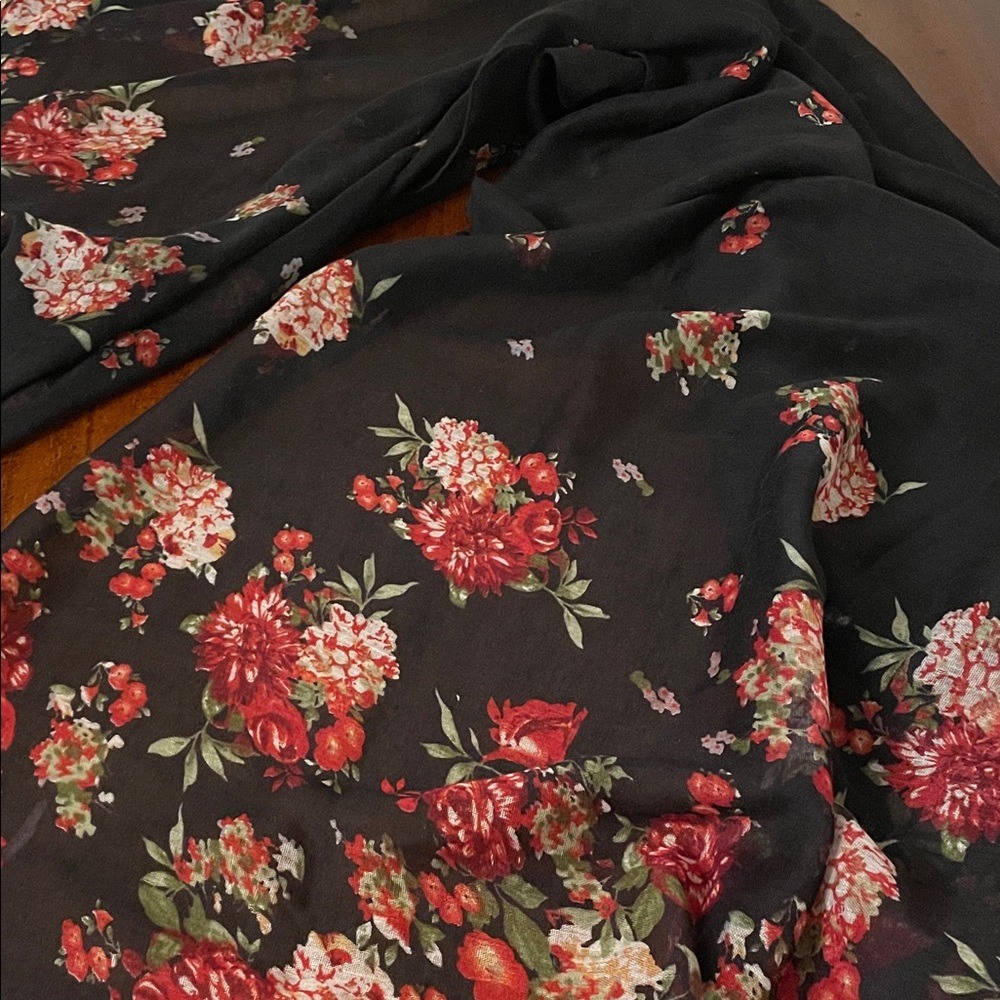 Floral Black and Red Scarf/Wrap